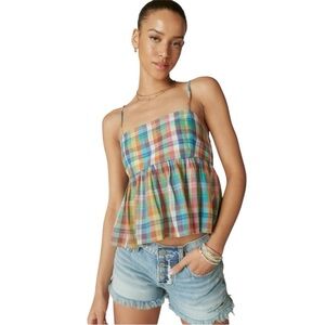 Lucky Brand Multicolor Plaid Peplum Cami